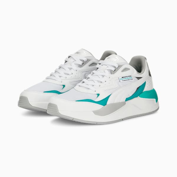 Mercedes AMG Petronas F1 X-Ray Speed Unisex Sneakers, PUMA White-Spectra Green-PUMA Silver, extralarge-IND