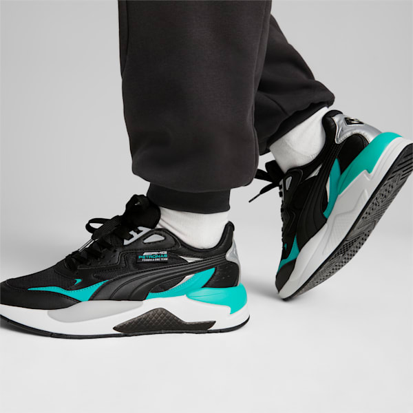 Mercedes AMG Petronas F1 X-Ray Speed Motorsport Sneakers, PUMA Black-Spectra Green-PUMA Silver, extralarge-IND