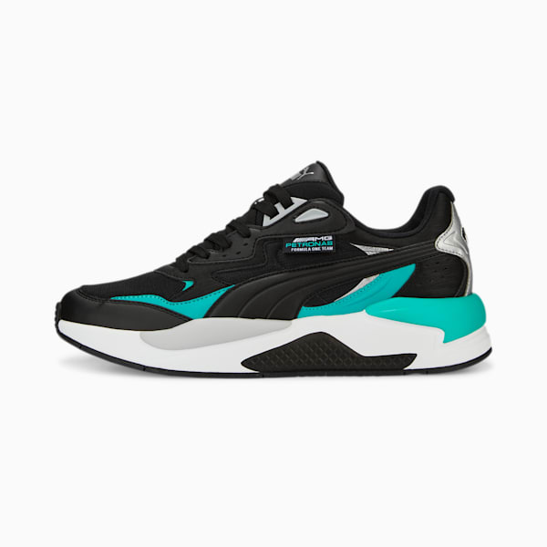 Mercedes AMG Petronas F1 X-Ray Speed Unisex Motorsport Sneakers, PUMA Black-Spectra Green-PUMA Silver, extralarge-IND