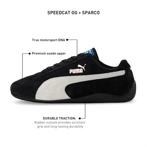 PUMA x SPARCO Speedcat OG Unisex Driving Shoes, Puma Black-Puma White, extralarge-IND