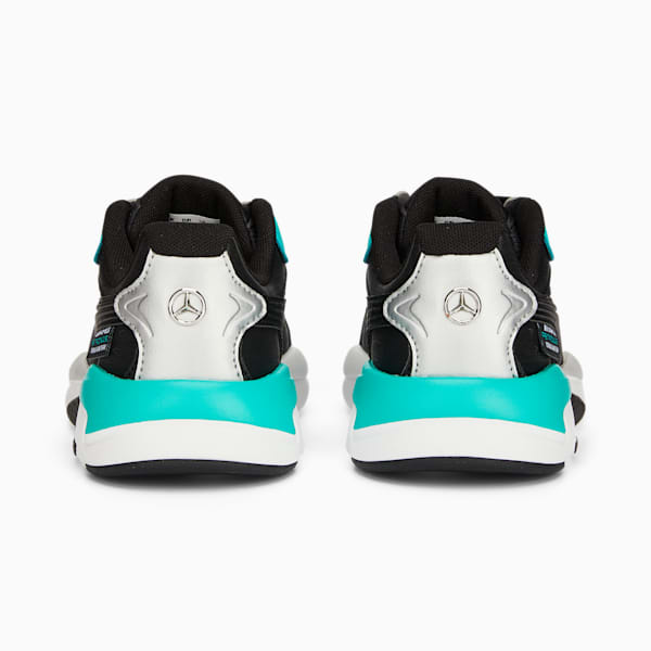 Mercedes F1 X-Ray Speed AC Kids' Motorsport Shoes, PUMA Black-Spectra Green-PUMA Silver, extralarge-GBR
