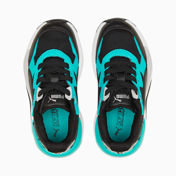 Mercedes F1 X-Ray Speed AC Kids' Motorsport Shoes, PUMA Black-Spectra Green-PUMA Silver, extralarge-GBR