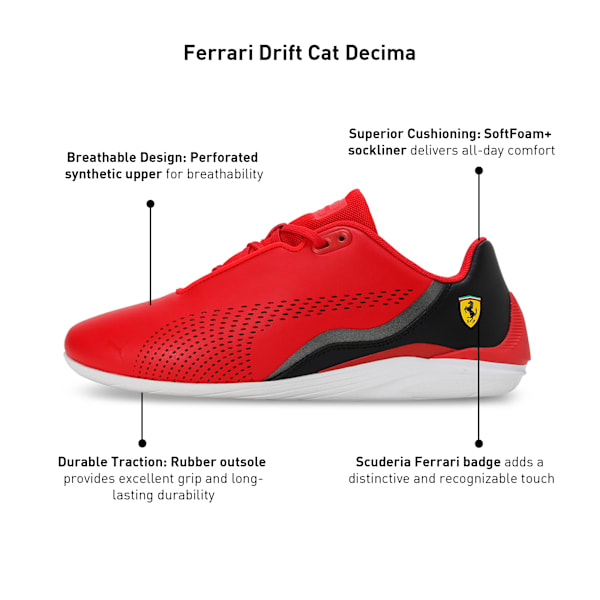 Ferrari Drift Cat Decima Sneakers, Rosso Corsa-PUMA Black-PUMA White, extralarge-IND