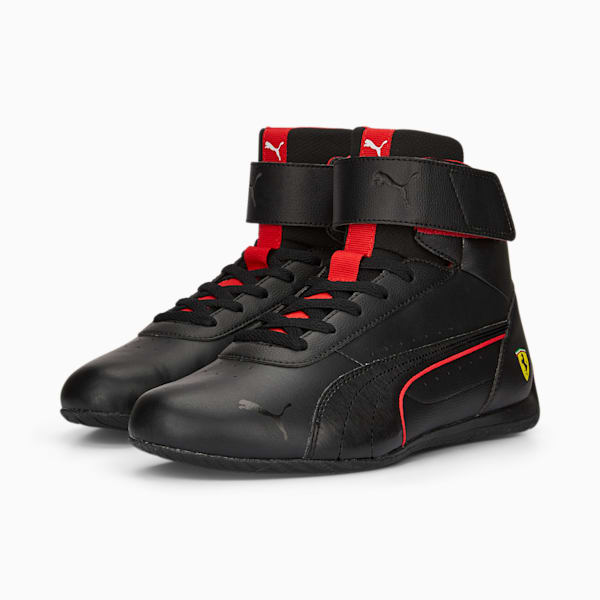 Scuderia Ferrari Neo Cat Mid Top Motorsport Shoes, Puma Black-Puma Black, extralarge-IND
