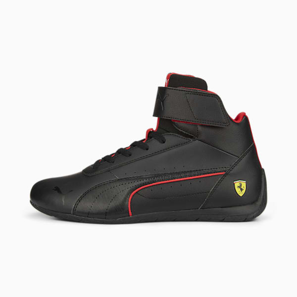 Scuderia Ferrari Neo Cat Mid Top Motorsport Unisex Shoes, Puma Black-Puma Black, extralarge-IND