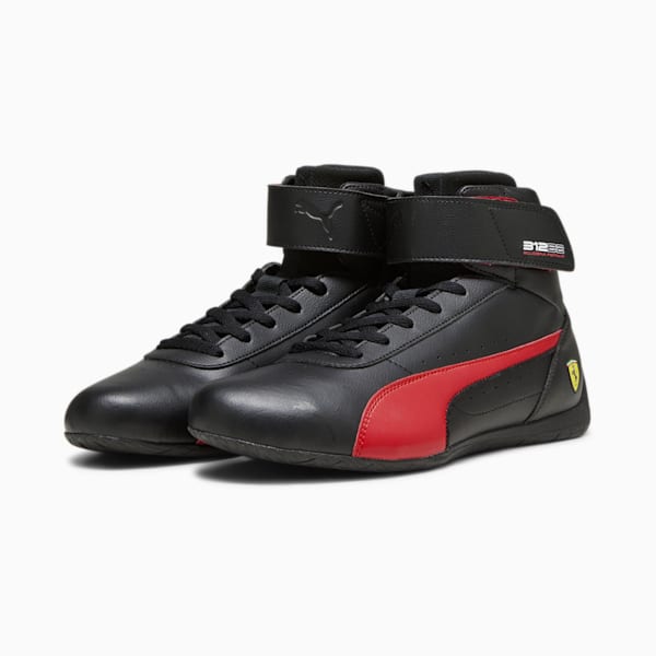 Scuderia Ferrari Neo Cat Mid Top Motorsport Unisex Shoes, PUMA Black-Rosso Corsa, extralarge-IND