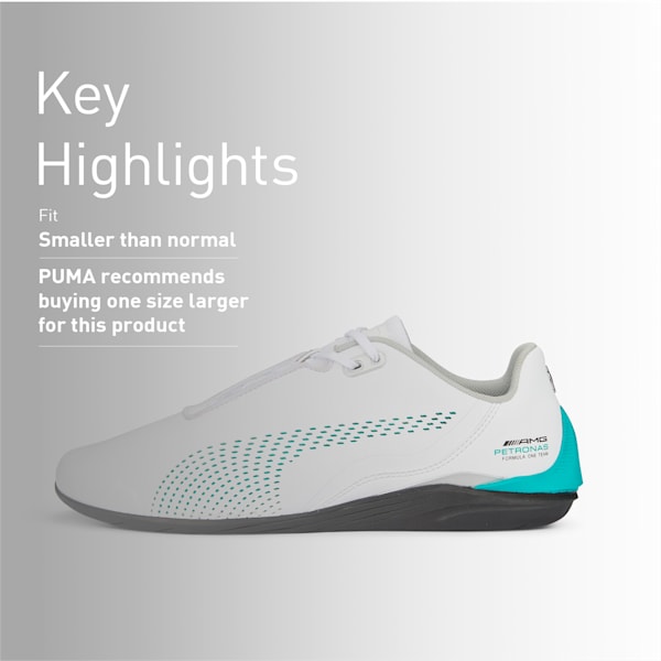 Mercedes AMG Petronas F1 Drift Cat Decima Sneakers, Puma White-Spectra Green-Puma Black, extralarge-IND