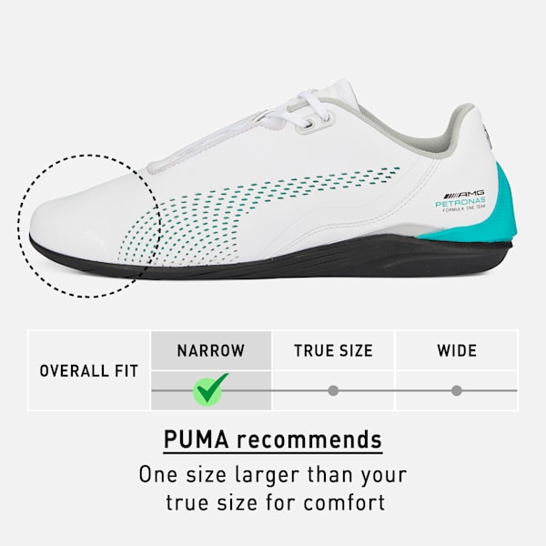 Mercedes AMG Petronas F1 Drift Cat Decima Sneakers, Puma White-Spectra Green-Puma Black, extralarge-IND