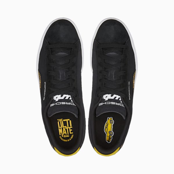 Porsche Legacy Suede Motorsport Shoes, Puma Black-Lemon Chrome-Puma White, extralarge