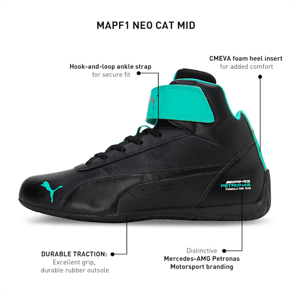 Mercedes AMG Petronas  Neo Cat Mid Men's Sneakers, PUMA Black-PUMA Black-Spectra Green, extralarge-IND