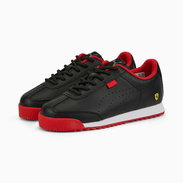 Scuderia Ferrari Roma Via Perforated Little Kids' Motorsports Shoes, Puma Black-Puma White, extralarge