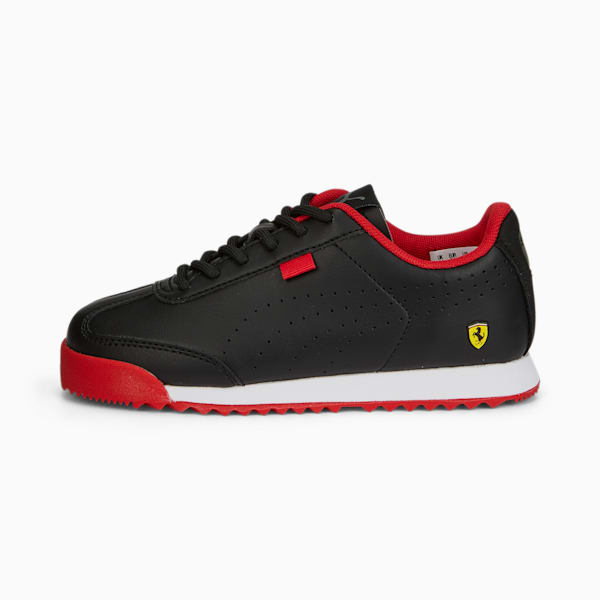 Scuderia Ferrari Roma Via Perforated Little Kids' Motorsports Shoes, Puma Black-Puma White, extralarge