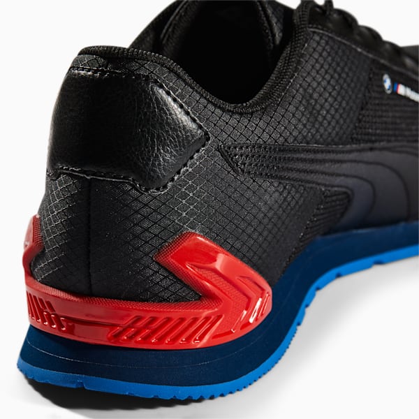 BMW M Motorsport Track Racer Motorsport Shoes, Puma Black-Fiery Red-Strong Blue, extralarge-IND