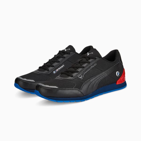 BMW M Motorsport Track Racer Motorsport Shoes, Puma Black-Fiery Red-Strong Blue, extralarge-IND