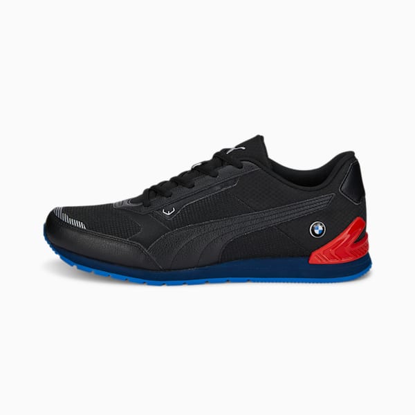 BMW M Motorsport Track Racer Motorsport Shoes, Puma Black-Fiery Red-Strong Blue, extralarge-IND