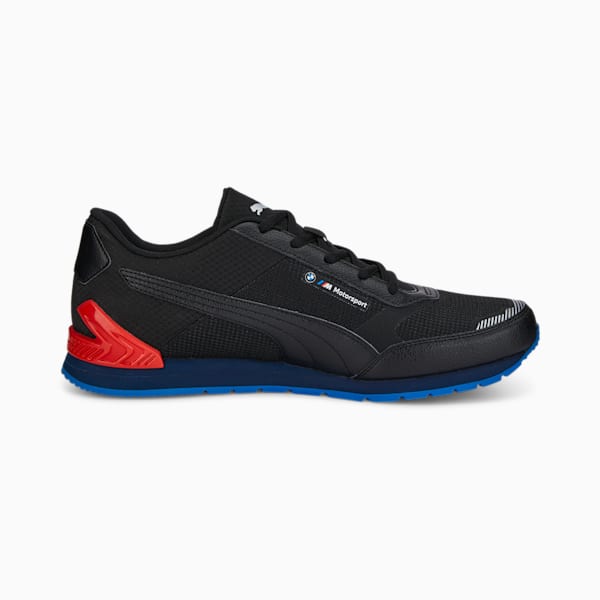 BMW M Motorsport Track Racer Motorsport Shoes, Puma Black-Fiery Red-Strong Blue, extralarge-IND