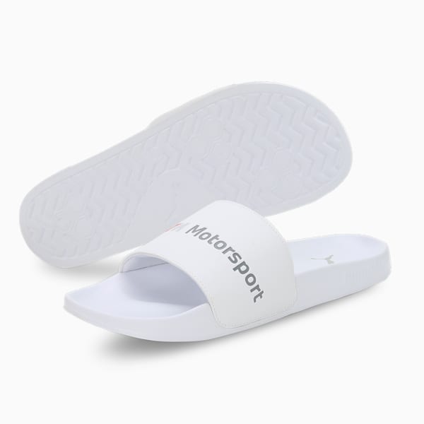 BMW M Motorsport Logo Leadcat 2.0 Unisex Slides, Puma White-Puma White, extralarge-IND
