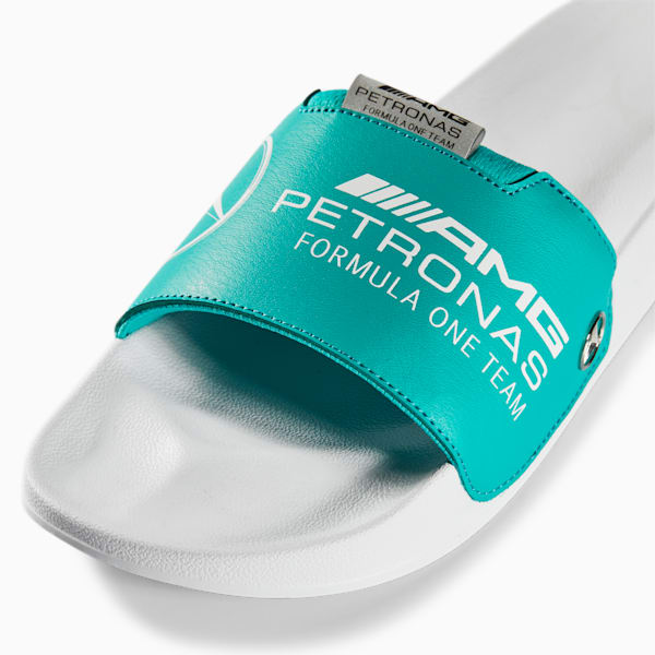 Mercedes AMG Petronas F1 Leadcat 2.0 Logo Unisex Slides, Spectra Green-Puma White, extralarge-IND