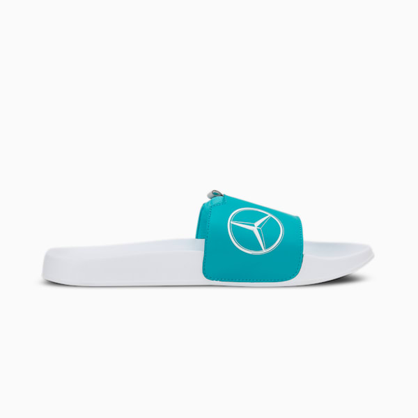 Mercedes AMG Petronas F1 Leadcat 2.0 Logo Unisex Slides, Spectra Green-Puma White, extralarge-IND