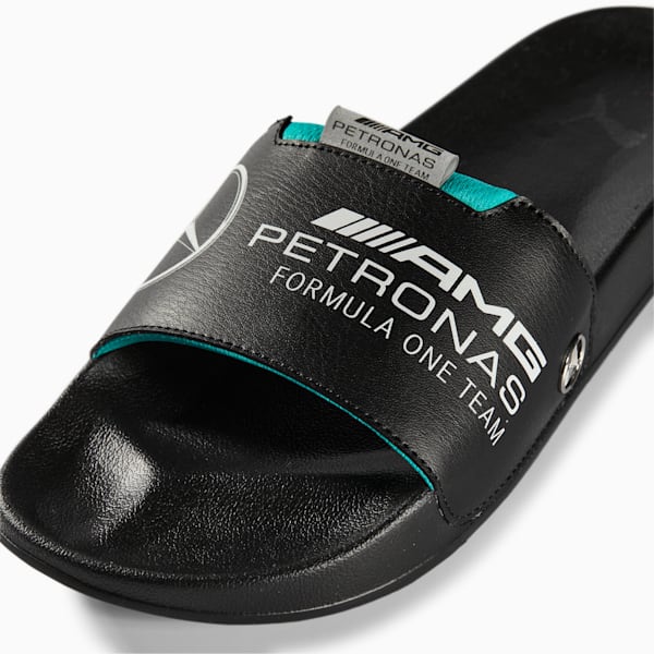 Mercedes AMG Petronas F1 Leadcat 2.0 Logo Unisex Slides, Puma Black-Puma Black, extralarge-IND