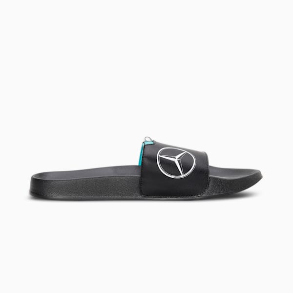 Mercedes AMG Petronas F1 Leadcat 2.0 Logo Unisex Slides, Puma Black-Puma Black, extralarge-IND