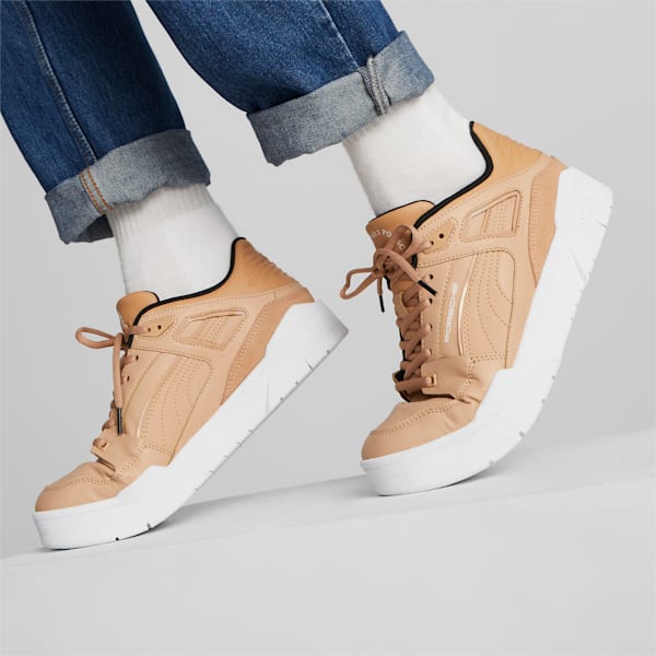 Porsche Legacy Slipstream Motorsport Shoes, Dusty Tan-PUMA White, extralarge
