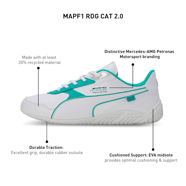 Mercedes AMG Petronas  RDG Cat 2.0 Men's Sneakers, PUMA White-PUMA White-Spectra Green, extralarge-IND