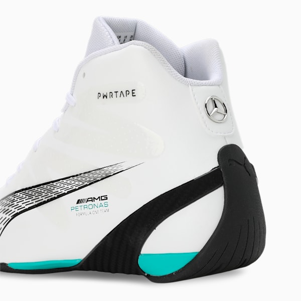 Mercedes-AMG Petronas Motorsport Carbon Cat Mid Driving Shoes, PUMA White-Spectra Green-PUMA Black, extralarge-IND