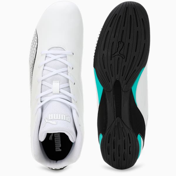 Mercedes-AMG Petronas Motorsport Carbon Cat Mid Driving Shoes, PUMA White-Spectra Green-PUMA Black, extralarge-IND