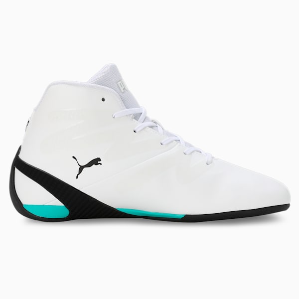 Mercedes-AMG Petronas Motorsport Carbon Cat Mid Driving Shoes, PUMA White-Spectra Green-PUMA Black, extralarge-IND