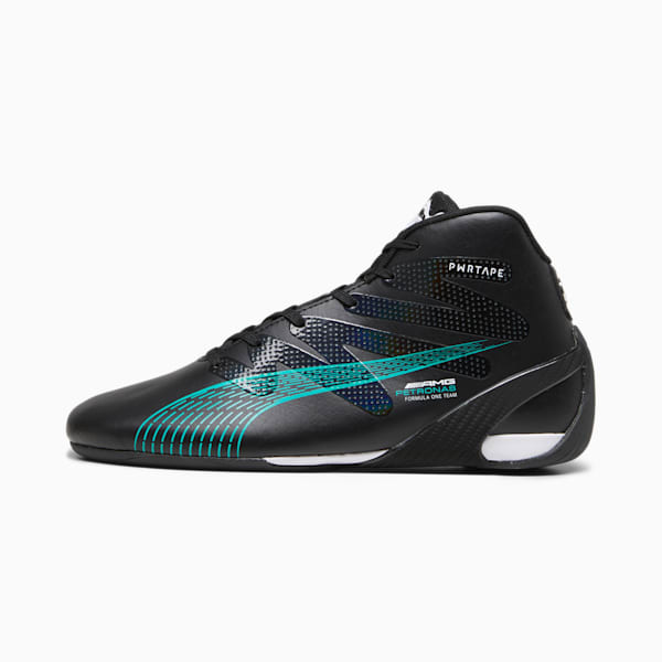 Mercedes-AMG Petronas Motorsport Carbon Cat Mid Driving Shoes, PUMA Black-Spectra Green, extralarge-IND