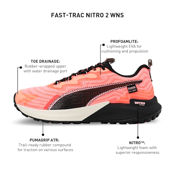 Fast-Trac NITRO 2 Women's Running Shoes, Neon Sun-Alpine Snow-PUMA Black, extralarge-IND