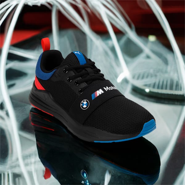 BMW M Motorsport Wired Run Unisex Driving Shoes, PUMA Black-Pop Red, extralarge-IND