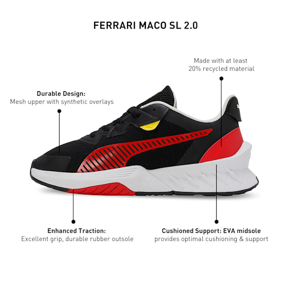 Scuderia Ferrari Maco SL 2.0 Unisex Driving Shoes, PUMA Black-Rosso Corsa-PUMA White, extralarge-IND