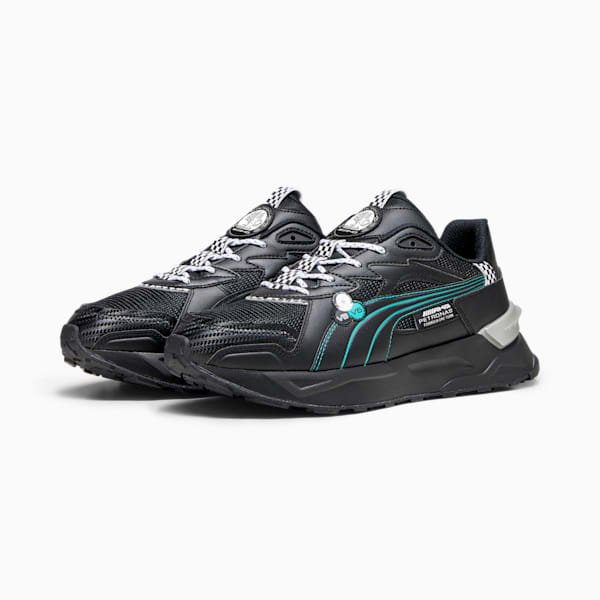 Mercedes AMG-Petronas F1® Motorsport Mirage Sport Asphalt Garage Crews Men's Sneakers, PUMA Black-Spectra Green, extralarge