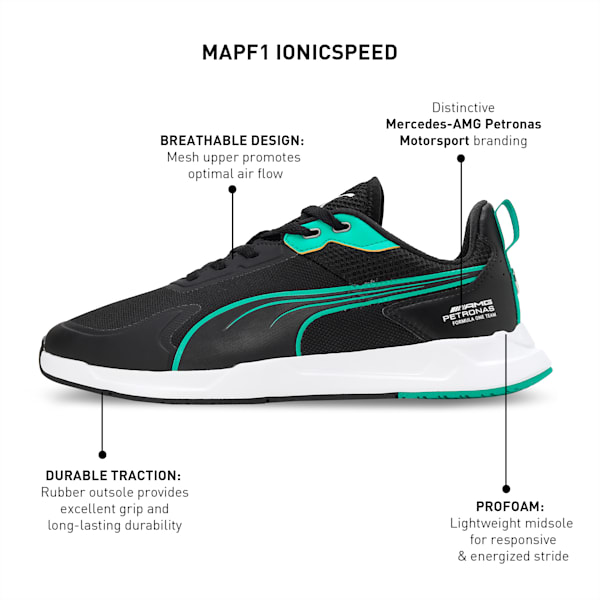 Mercedes-AMG PETRONAS IONICspeed Unisex Driving Shoes, PUMA Black-Spectra Green-PUMA White, extralarge-IND