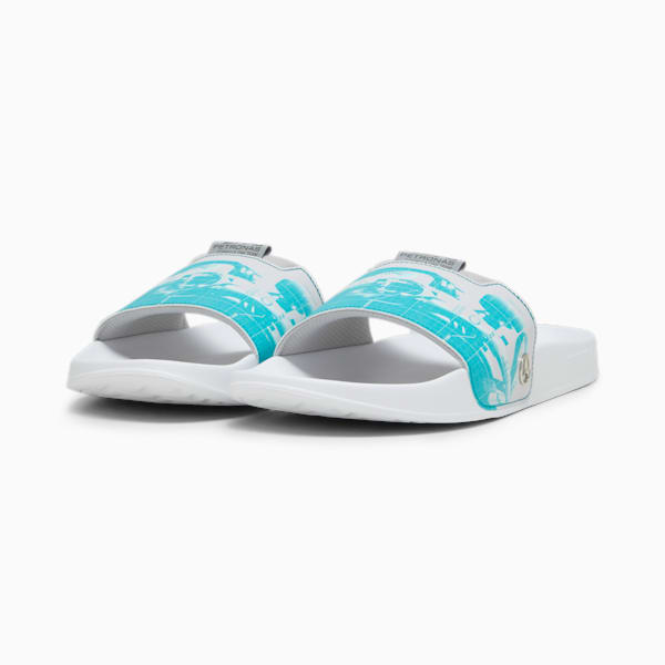 Mercedes-AMG Petronas Motorsport Leadcat 2.0 Graphic Unisex Slides, Spectra Green-Mercedes Team Silver-PUMA White, extralarge-AUS