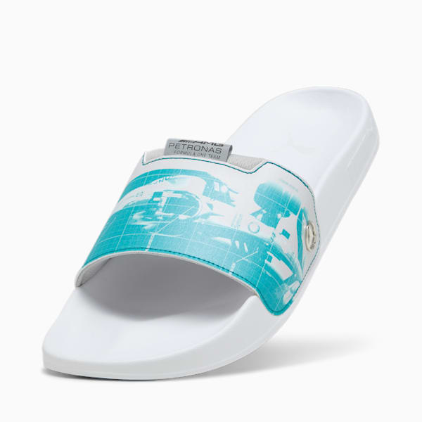 Mercedes-AMG Petronas Motorsport Leadcat 2.0 Graphic Unisex Slides, Spectra Green-Mercedes Team Silver-PUMA White, extralarge-AUS