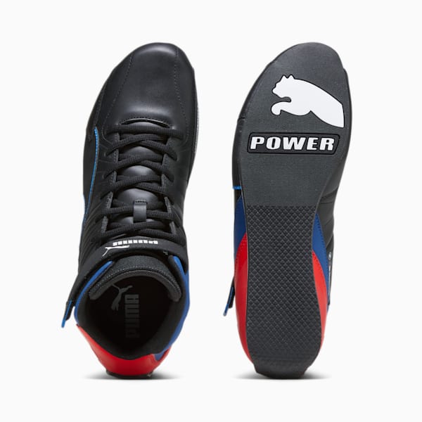 BMW M Motorsport Kart Cat Mid Men's Driving Shoes, PUMA Black-Pop Red, extralarge-IND