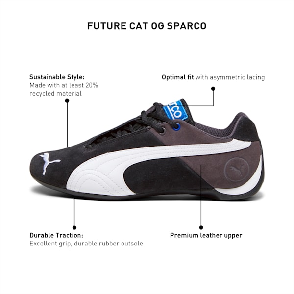 Future Cat OG Sparco Unisex Motorsport Shoes, PUMA Black-PUMA White-Dark Coal, extralarge-IND