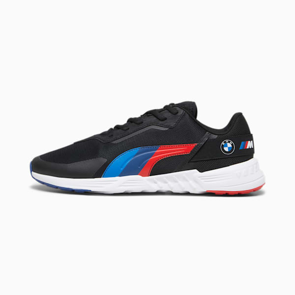 BMW M Motorsport Tiburion Unisex Driving Shoes, PUMA Black-Cool Cobalt-Pop Red, extralarge-IND