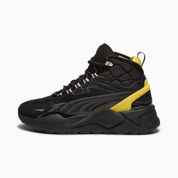 Scuderia Ferrari RS-X Mid Unisex Motorsport Sneakers, PUMA Black-Speed Yellow, extralarge-IND