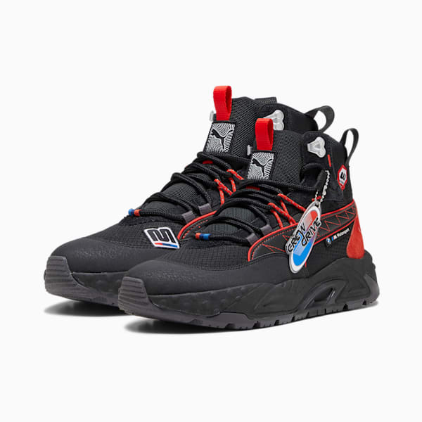 Tenis BMW M Motorsport RS-Trck Media Bota Garage Crews para hombre, PUMA Black-Pop Red, extralarge