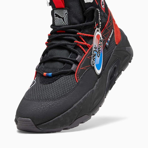 BMW M Motorsport RS-Trck Mid Boot Garage Crews Men's Sneakers, PUMA Black-Pop Red, extralarge