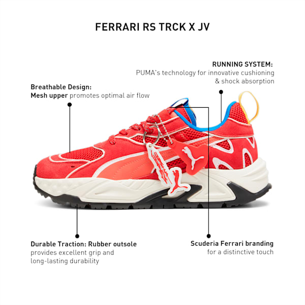 Scuderia Ferrari x Joshua Vides RS Trck Unisex Sneakers, Rosso Corsa-Frosted Ivory, extralarge-IND