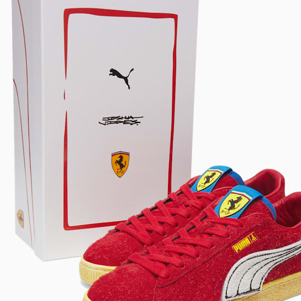 SCUDERIA FERRARI x JOSHUA VIDES Suede Men's Sneakers, PUMA White-PUMA Black, extralarge