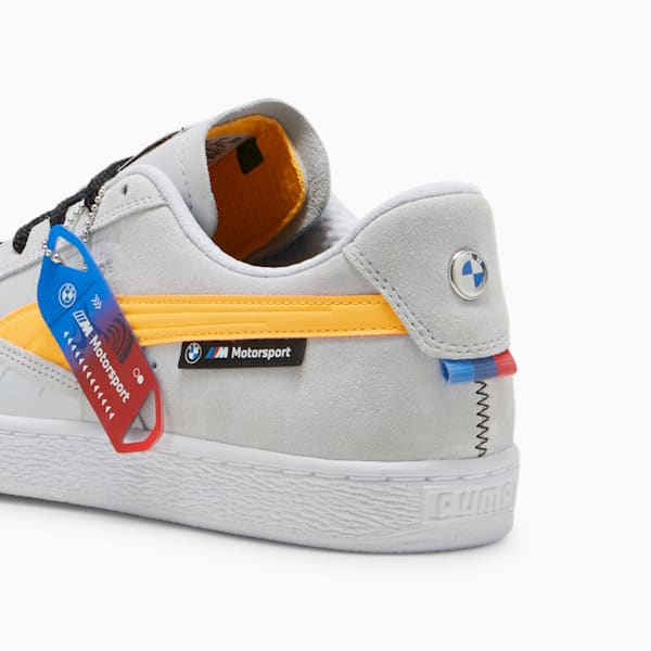 BMW M Motorsport Suede Men's Sneakers, Silver Mist-Tangerine, extralarge