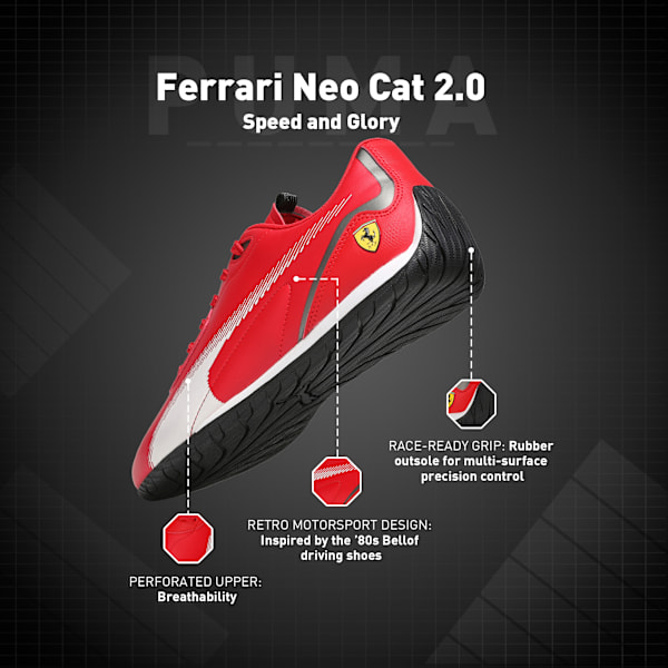 Scuderia Ferrari Neo Cat 2.0 Driving Shoes, Rosso Corsa-PUMA White, extralarge-IND