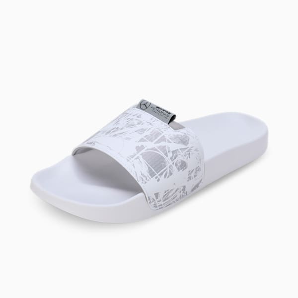 Mercedes-AMG Petronas Leadcat 2.0 Men's Slides, PUMA White- Team Silver, extralarge-IND