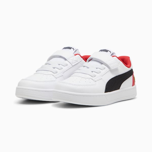 Scuderia Ferrari Caven 2.0 Little Kids' Sneakers, PUMA White-PUMA Black-Rosso Corsa, extralarge